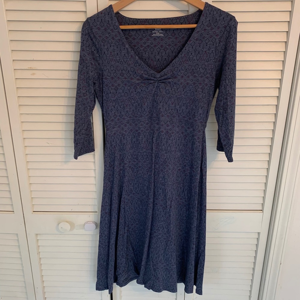 Toad&Co Rosalinda Dress Small Geometric‎ 3/4 Sleeve Periwinkle Babydoll Organic
